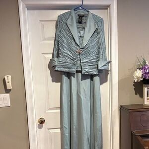 Elegant Light Green Dress and Jacket Set